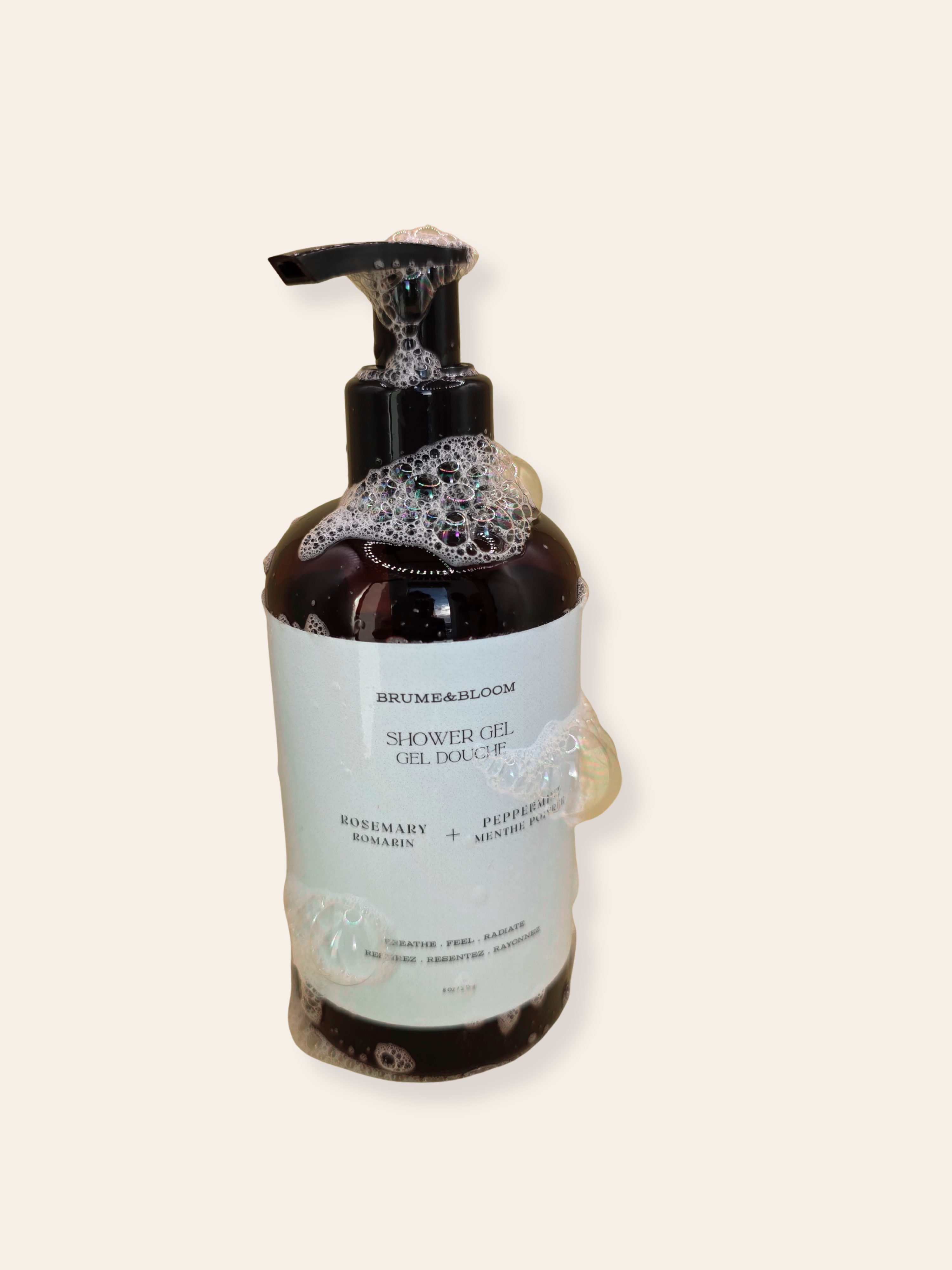Mousse onctueuse du gel douche Romarin et Menthe poivrée